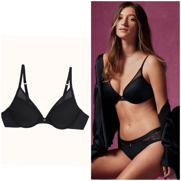 Thirdlove 24/7 Classic Uplift Plunge Mesh Bra Size 32F In Black - Picture 1 of 12
